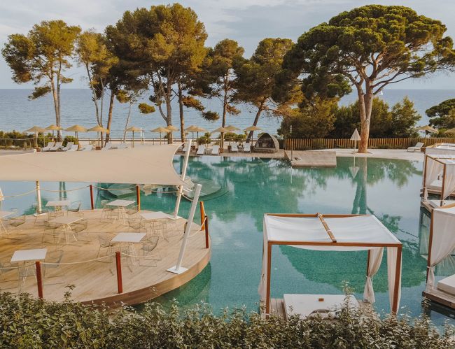 A beach club with views across the Mediterranean Sea
